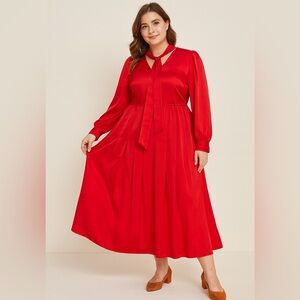 Worthington Red Tie-Neck Dress – 0XL (No Belt)